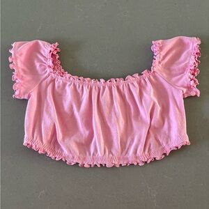 SKIMS Pink Ruffled Crop Top